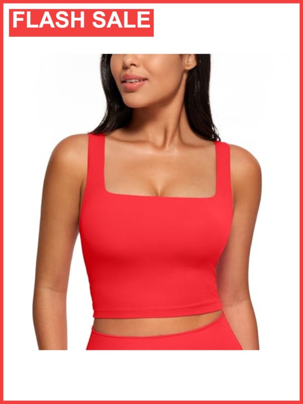 Square Neck Crop Tank Top with Built-in Bra Yoga Lounge